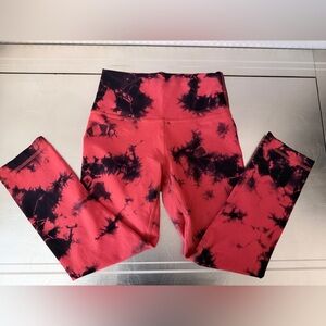 Lululemon Athletica Red and Black Tie-Dye Leggings